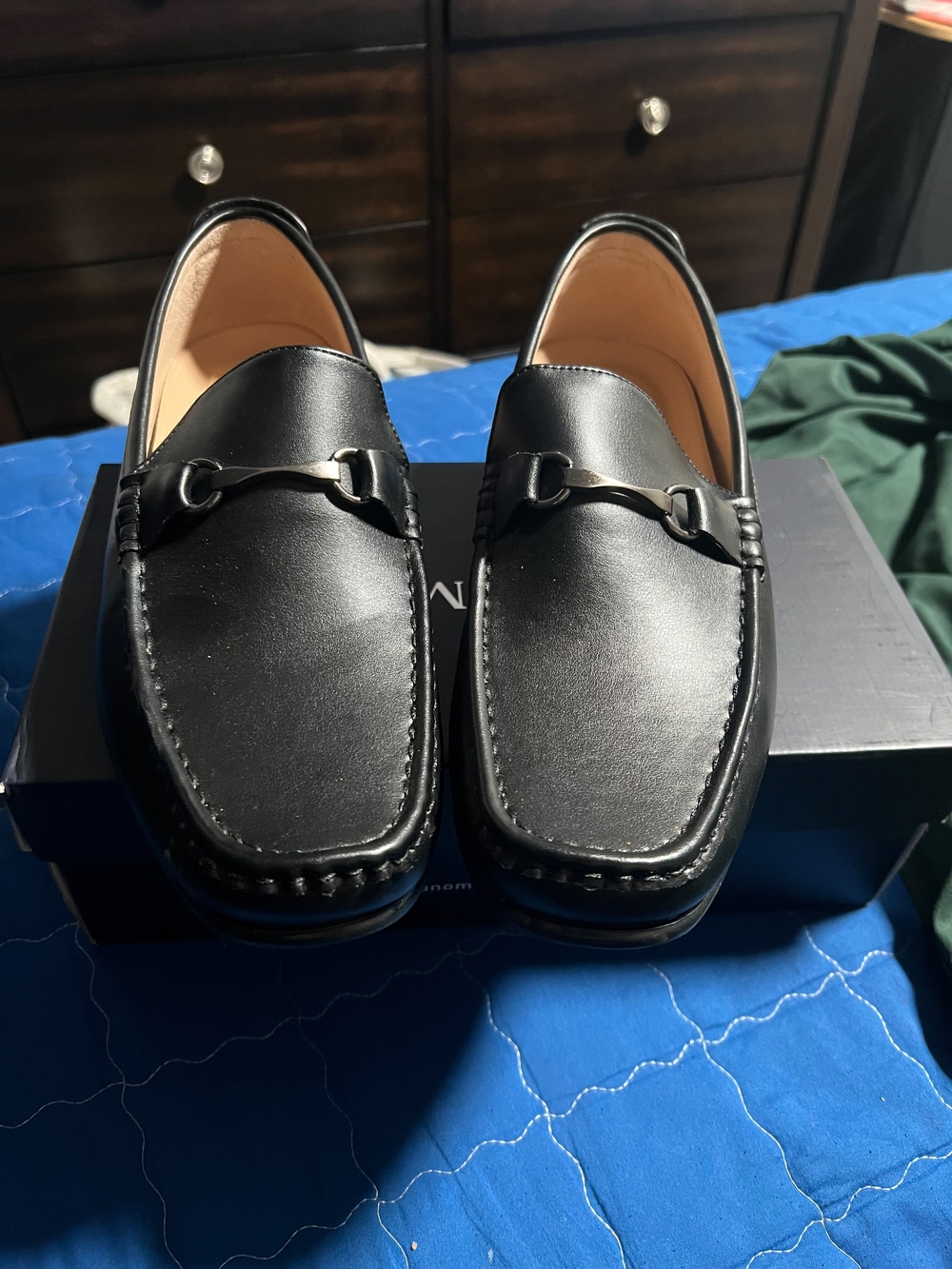 Men's Black Leather Slip-On Driving Loafers